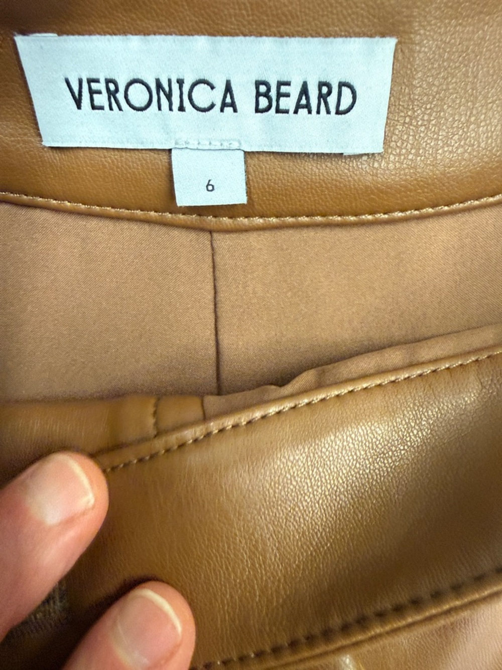 Veronica Beard Caramel Brown Faux Leather A-Line Skirt - Picture 5 of 6